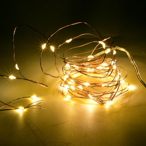 Karlling Battery Operated Fairy Lights, 16ft 50 LED Warm White Copper Wire String Lights with 6-Hour Timer and 8 Lighting Modes for Mason Jars, Bedroom, Wedding Centerpieces, 1 Pack